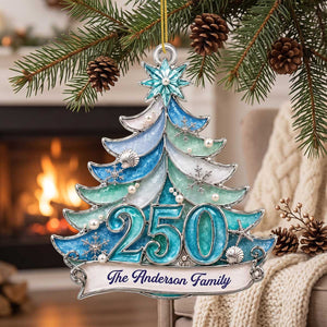 Personalized Sea Glass Style Christmas Acrylic Ornament - Coastal Holiday Keepsake Gift For Family