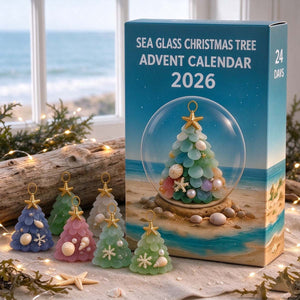 2D Sea Glass Christmas Tree Advent Calendar - 24 Days Coastal Shell Ornament Countdown Set