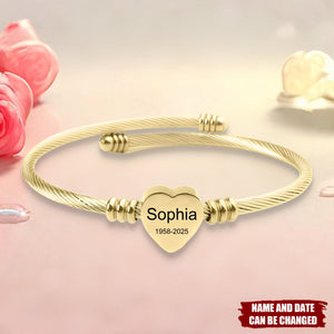 Personalised 'In Memory of' Bracelet With Name & Date - A Heartfelt Memorial Gift To Honour The Loss Of Loved One
