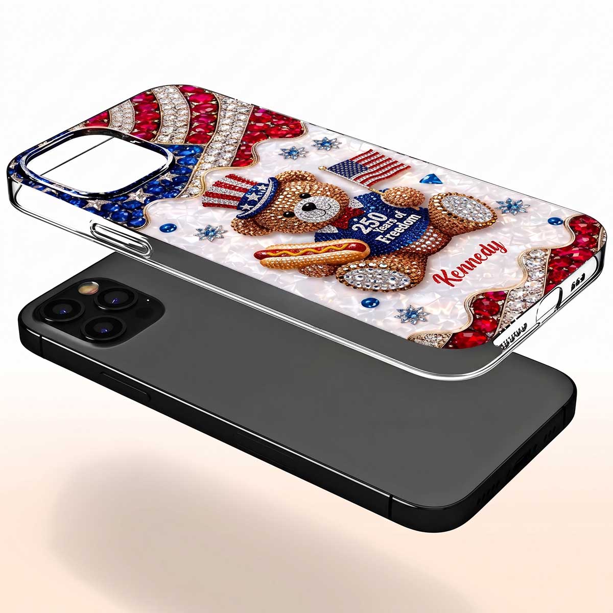 Personalized 250 Years of Freedom Patriotic Bear Phone Case - Gift For US Lovers