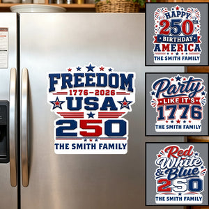 Personalized USA 250th Decal With Family Name - Independence Anniversary Gift