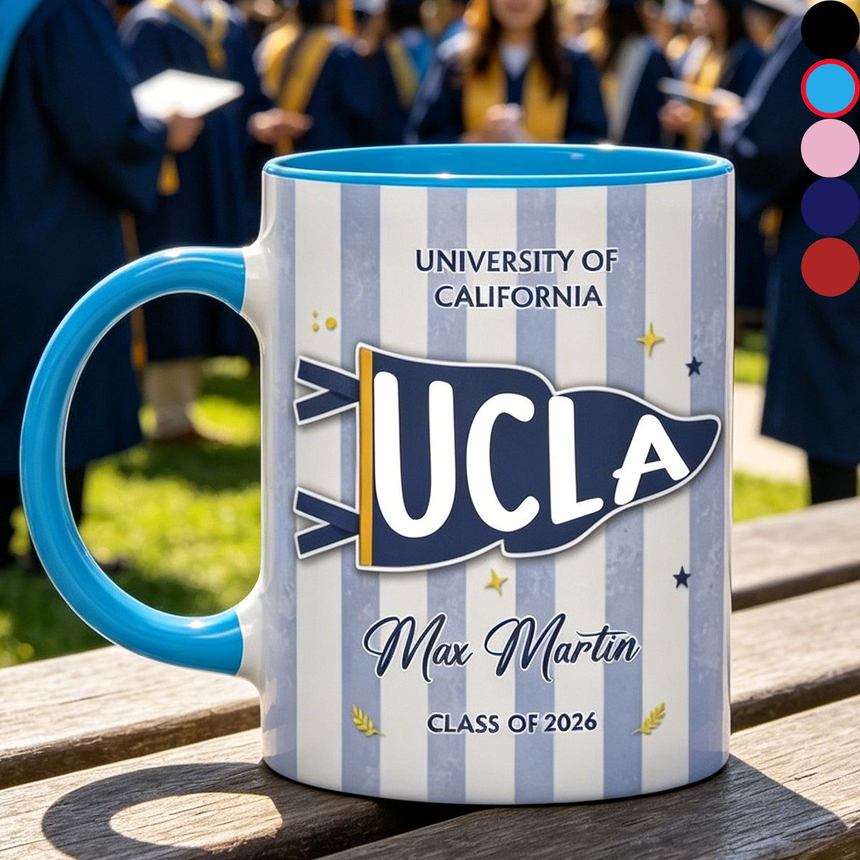 Two-Tone Strip Mug With Name & Class Of 2026 - Personalized College Graduation Gift For Her & Him