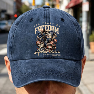Vintage Denim Eagle USA 250 Years Freedom Cap - Independence Day Gift