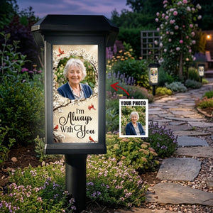 Personalized Memorial Solar Garden Light With Photo | Gone From Sight Sympathy Gift For Loss Of Mom Dad