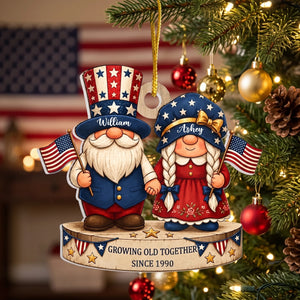Personalized "Growing Old Together" Couple Christmas Ornament -Patriotic Tree Decor Gift