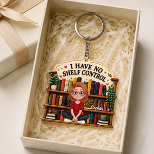Personalized "I Have No Shelf Control"  Book Acrylic Keychain - Gift For Readers & Kids