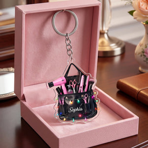 Custom Name Stylist Scissors Hairstylist Keychain - Hairdresser Cosmetology Graduation Gift