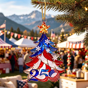 USA 250th Anniversary Patriotic Acrylic Ornament - Christmas Tree Hanging Decor