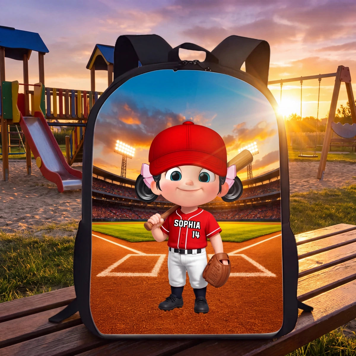 Personalized Baseball Kids Backpack - Custom Name Boy Girl School Bag Sports Gift