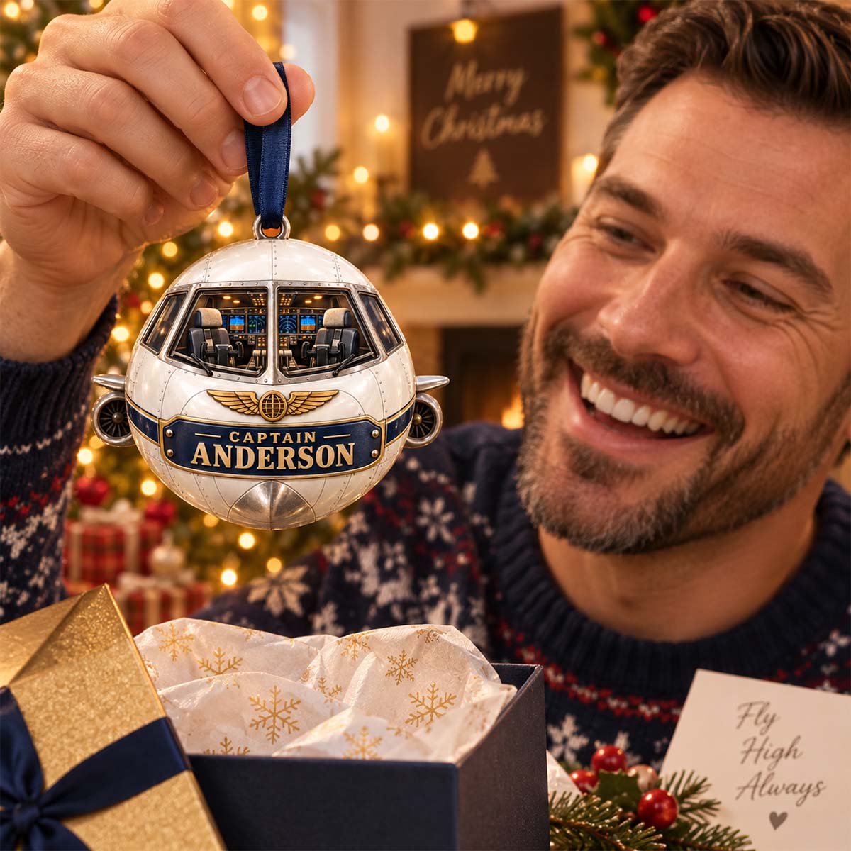 Personalized Pilot Cockpit Christmas Ornament | Special Gift for Captains & Aviators
