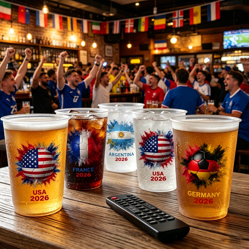 Personalized Vibrant Party Cup With Country Flag & Year - Soccer Cup 2026 Gift For Football Fans
