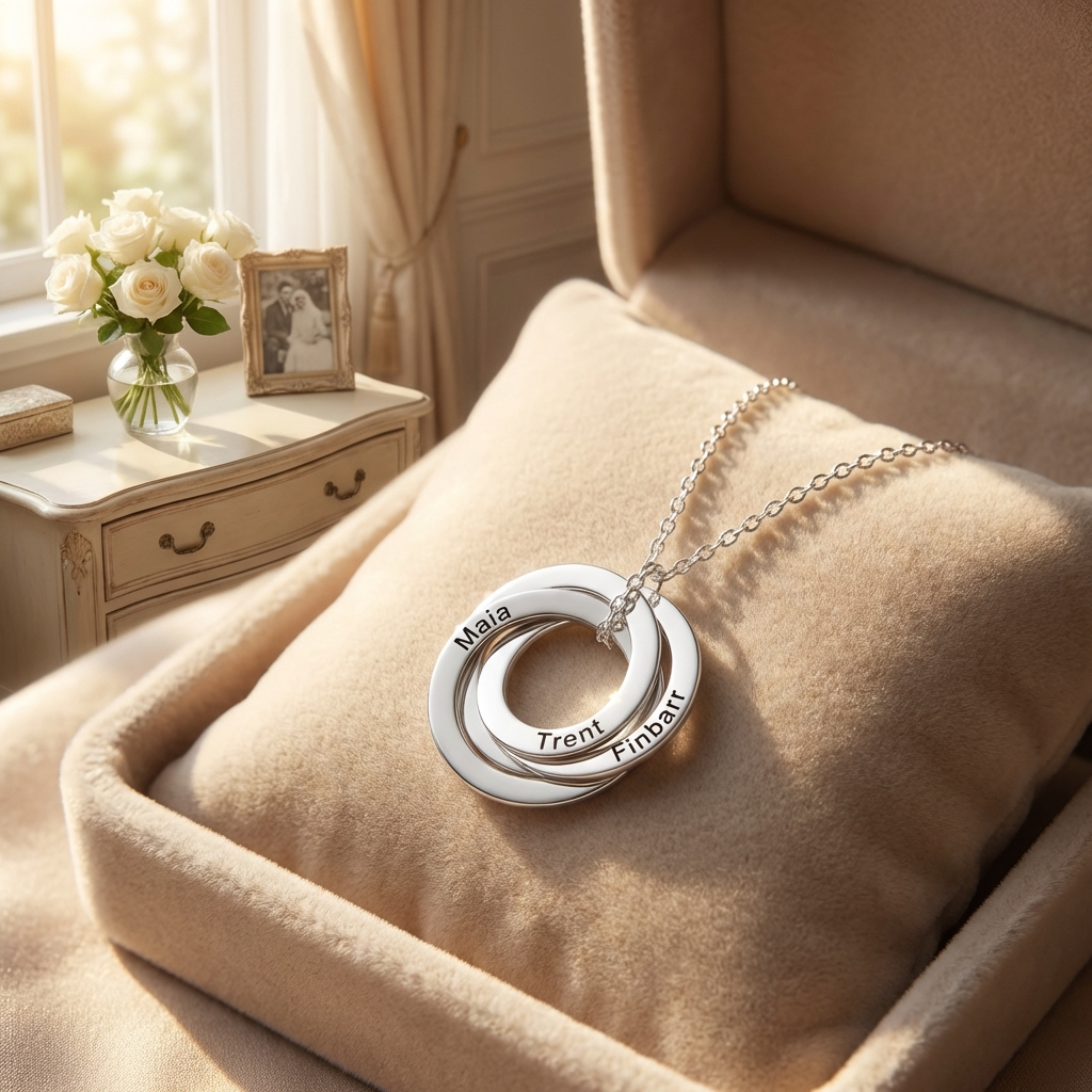 Personalized Multi-Circle Family Necklace With Names - Perfect Mother’s Day Gift for Mom Wife & Grandma