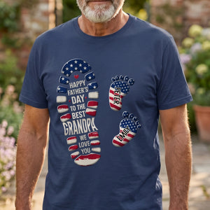 Personalized Feet Design T-Shirt With 1-10 Kid's Names | 250th Anniversary Father's Day Patriotic Gift