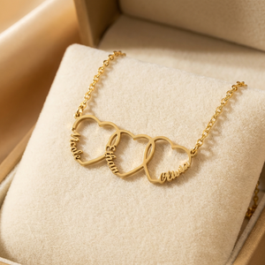 Personalized Interlocking Heart Name Necklace – Perfect Gift for Mom Girlfriend Grandma
