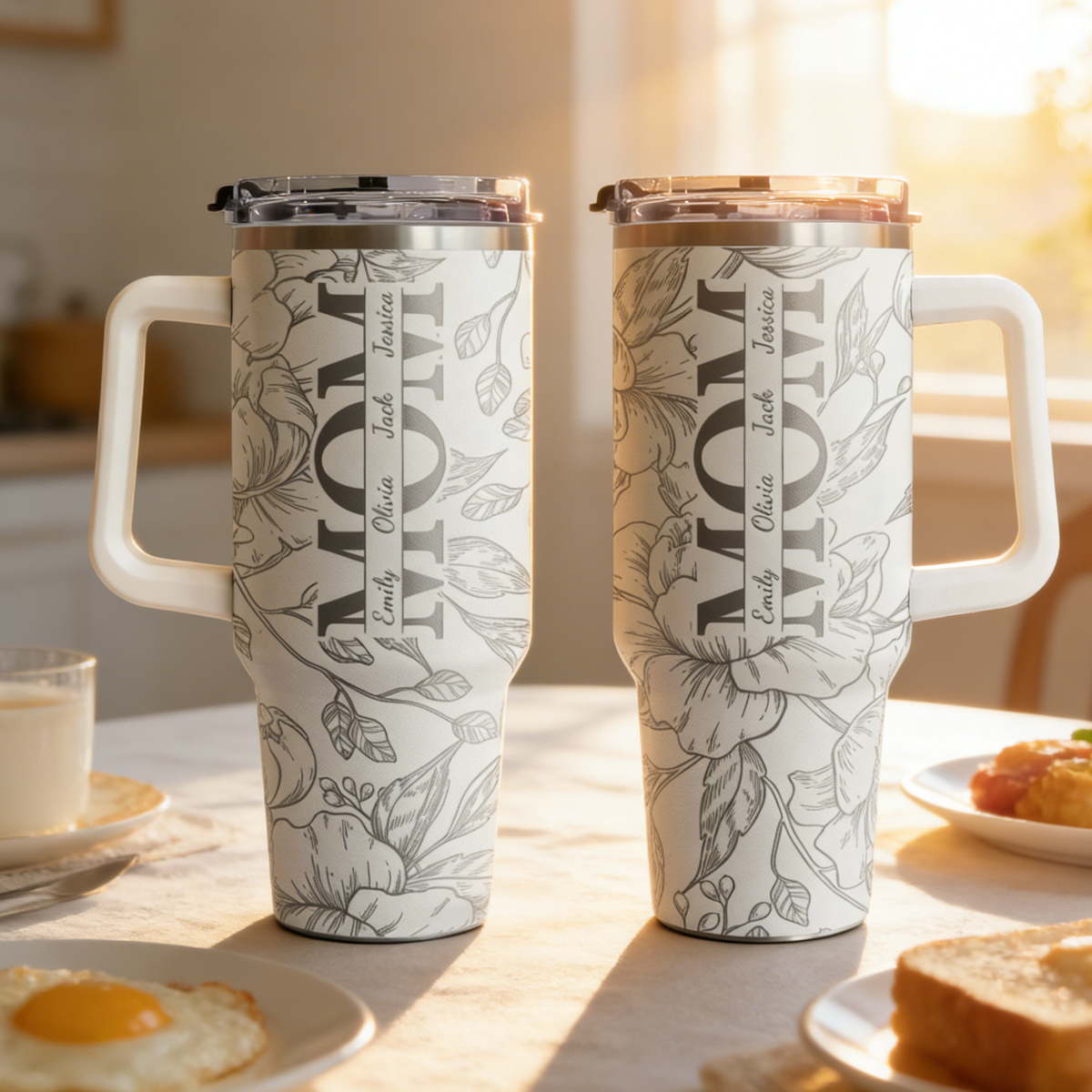 Personalized 40oz Large Capacity Insulated Tumbler With Kids' Names - Mother's Day Gift For Her