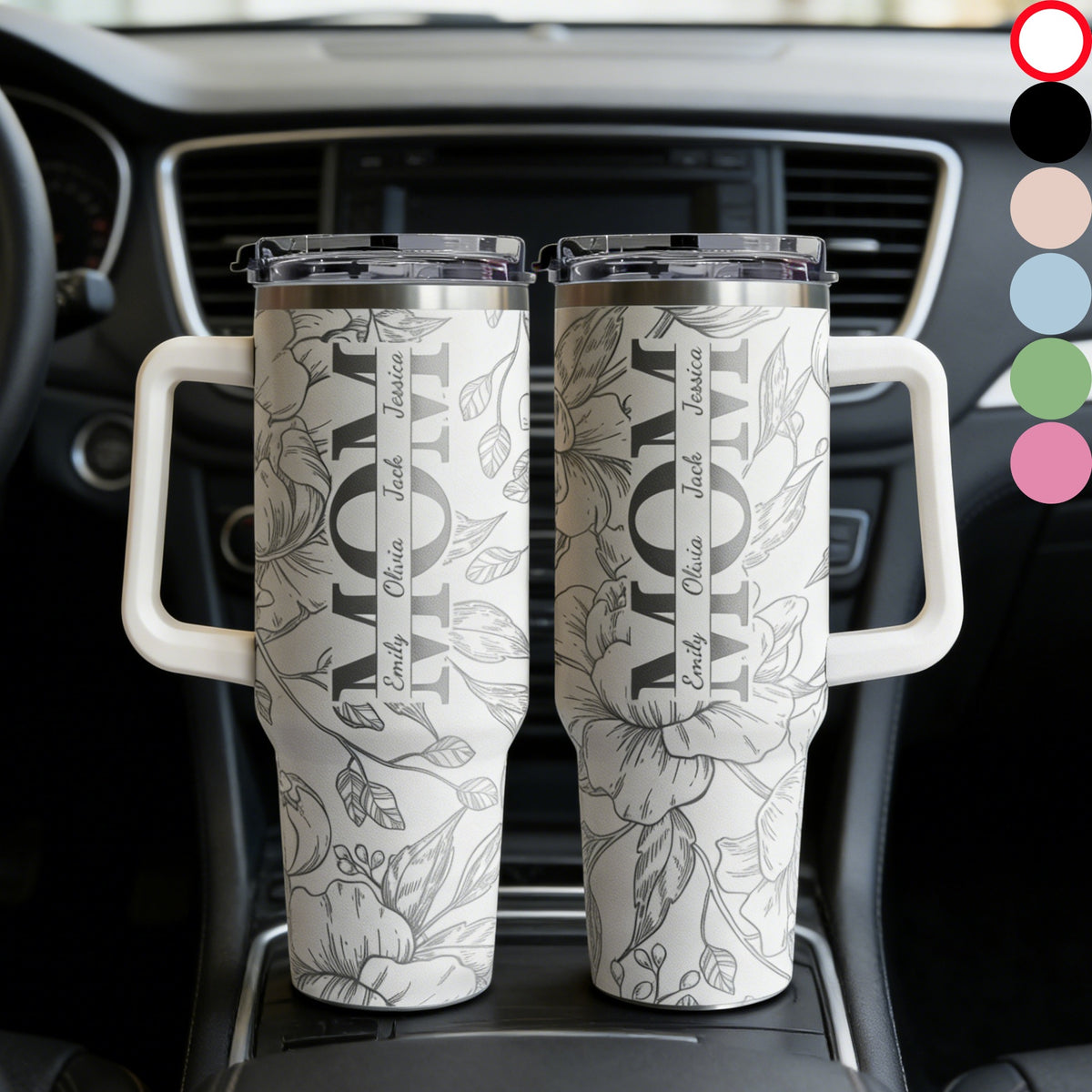 Personalized 40oz Large Capacity Insulated Tumbler With Kids' Names - Mother's Day Gift For Her