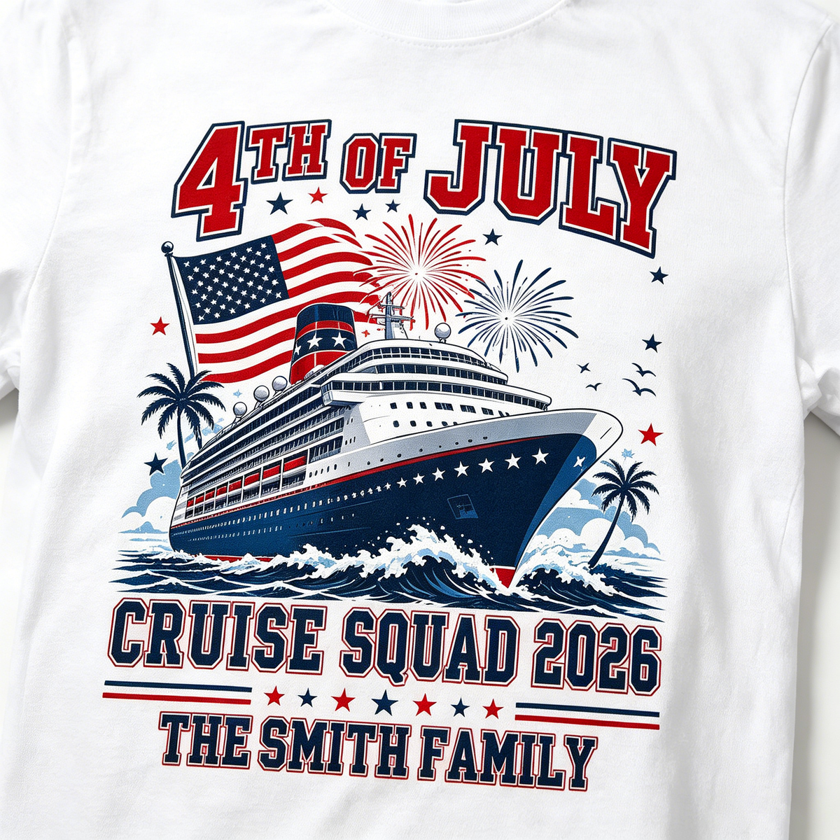 Personalized USA 250th Cruise Squad Patriotic Tee With Name - 4th Of July Gift For Family