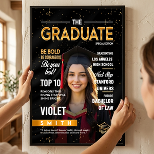 Personalized Graduation Photo Magazine Cover Poster With Text & Name | Graduate Season Gift For Class of 2026