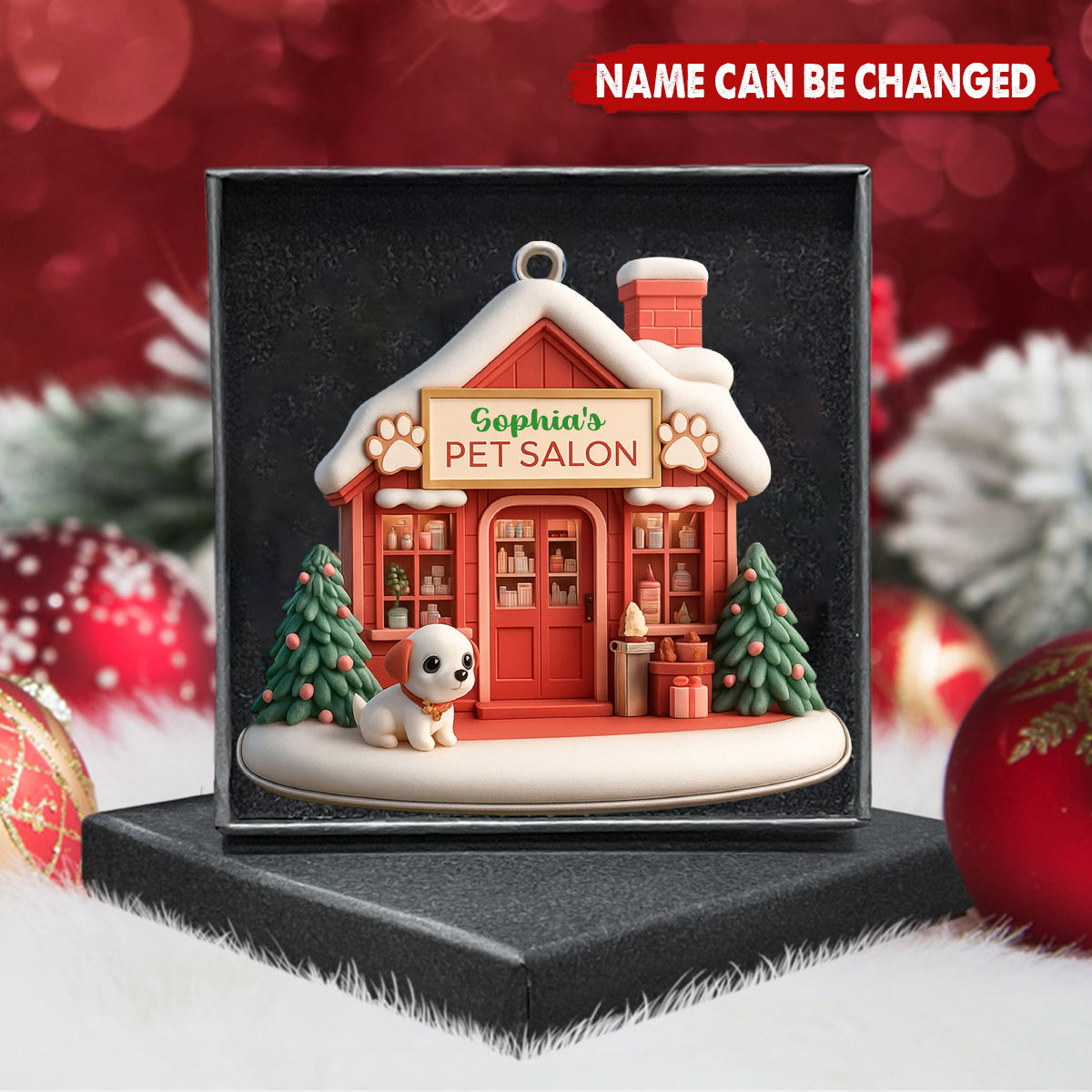 Personalized Wooden Pet Salon Ornament With Name,Christmas Gift For Dog Groomers & Pet Lovers