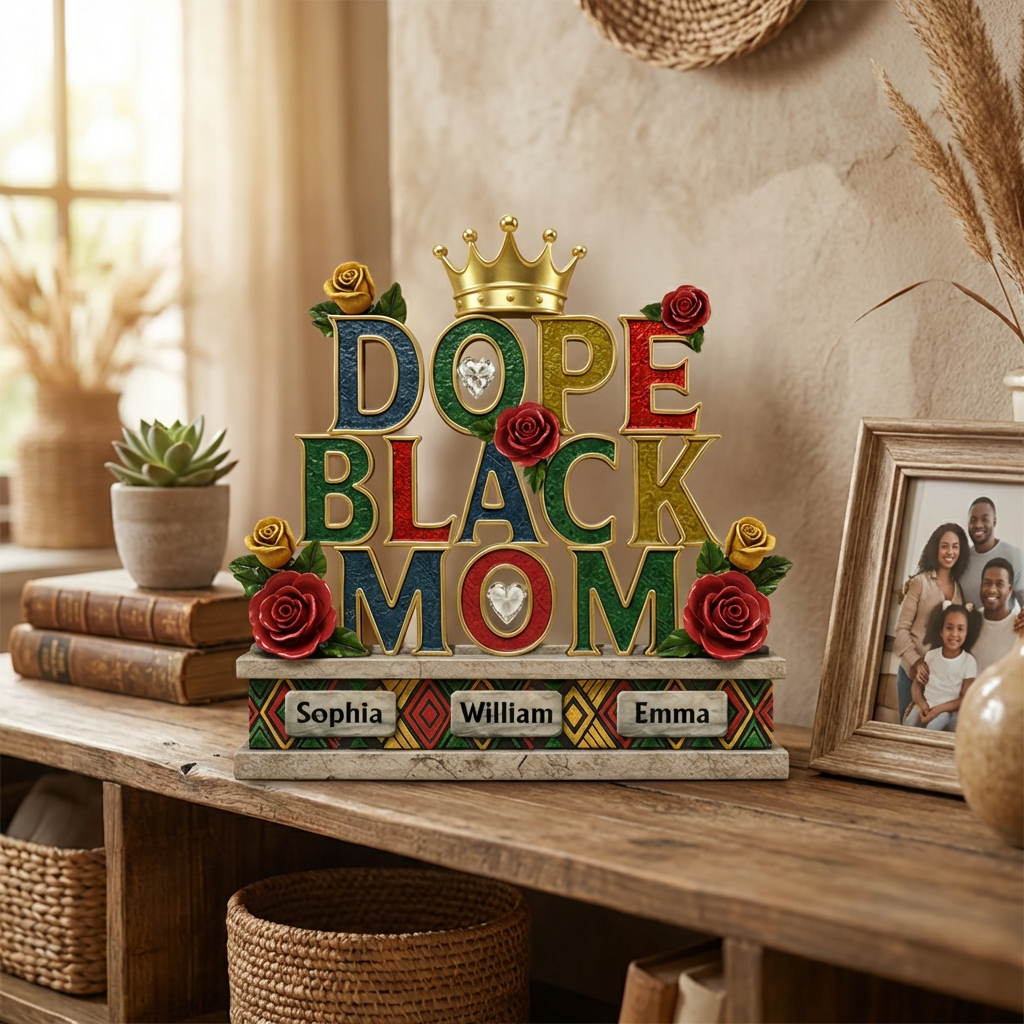 Dope Black Mom - Personalized Mother Custom Shaped Acrylic Plaque
