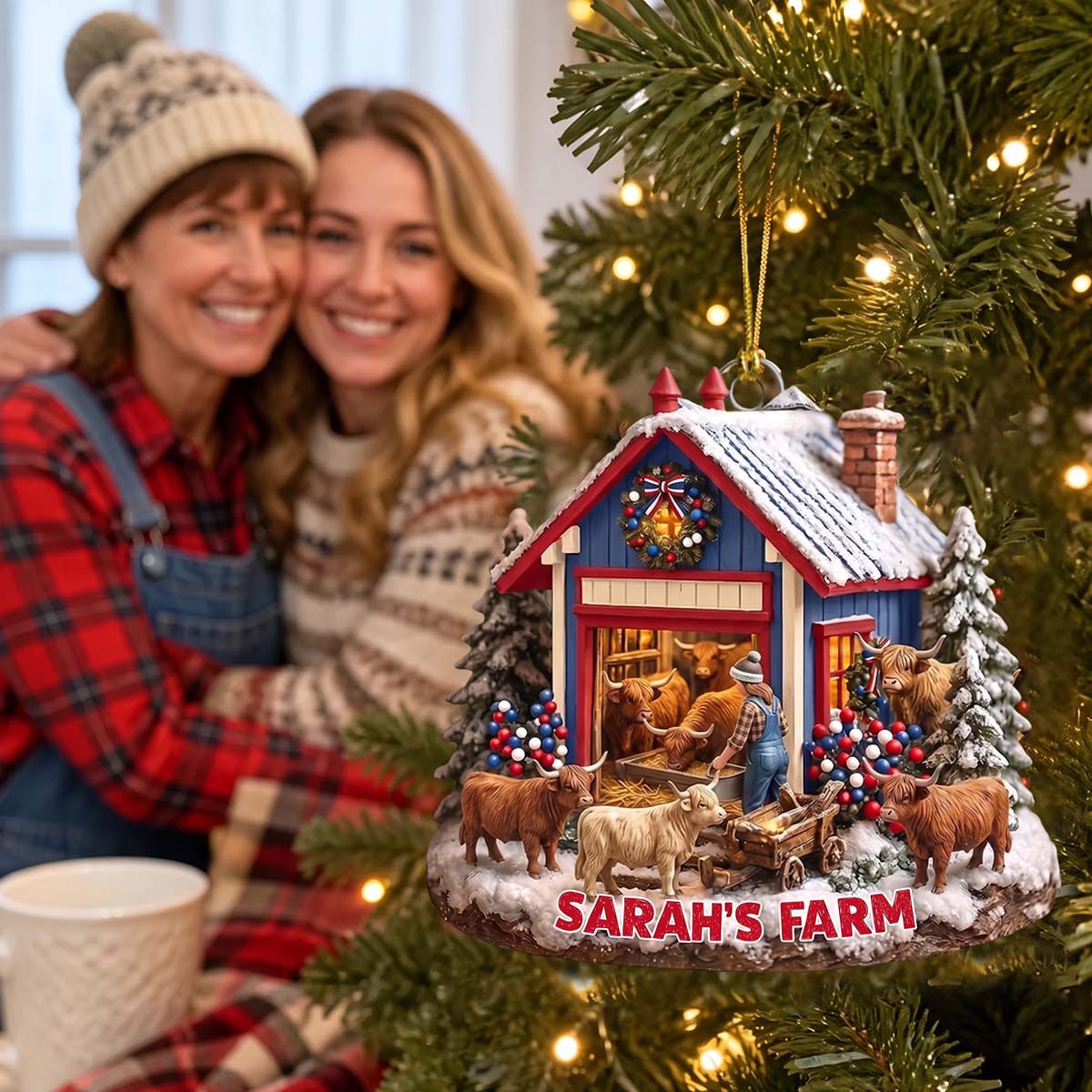 Warm Cozy Christmas Farm - Personalized Christmas Acrylic Ornament
