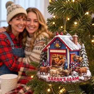 Warm Cozy Christmas Farm - Personalized Christmas Acrylic Ornament