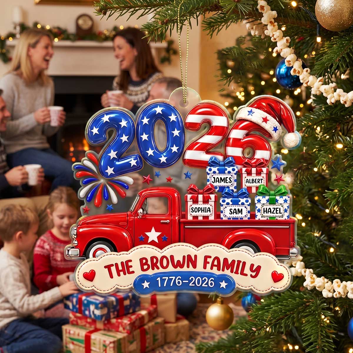 Christmas Loaded With Love And American Pride - Personalized Family Acrylic Ornament
