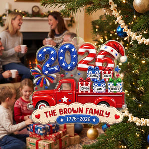 Christmas Loaded With Love And American Pride - Personalized Family Acrylic Ornament