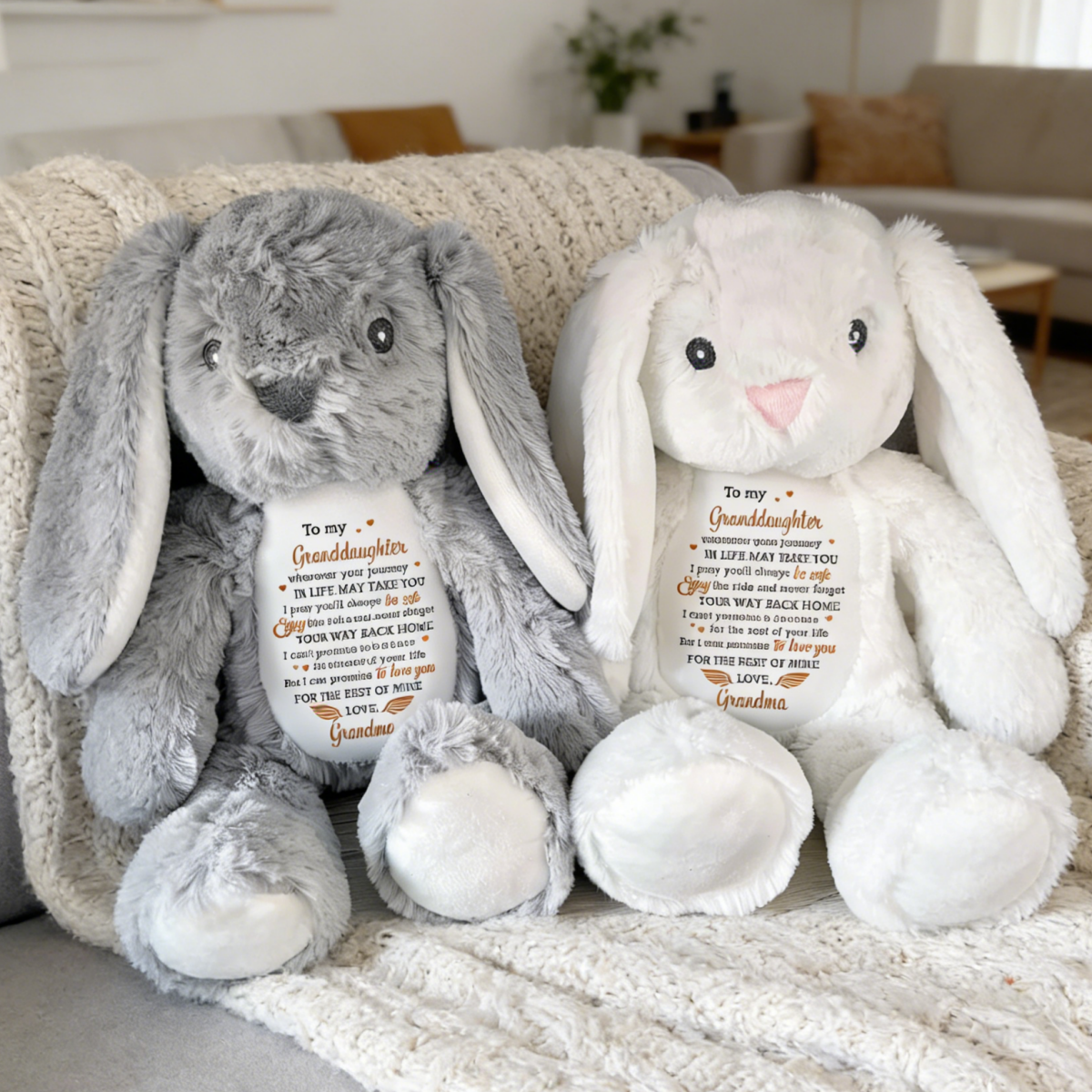 Personalized To My Granddaughter Love Promise Stuffed Bunny With Names & Color | Meaningful  Birthday Gift For Granddaughters