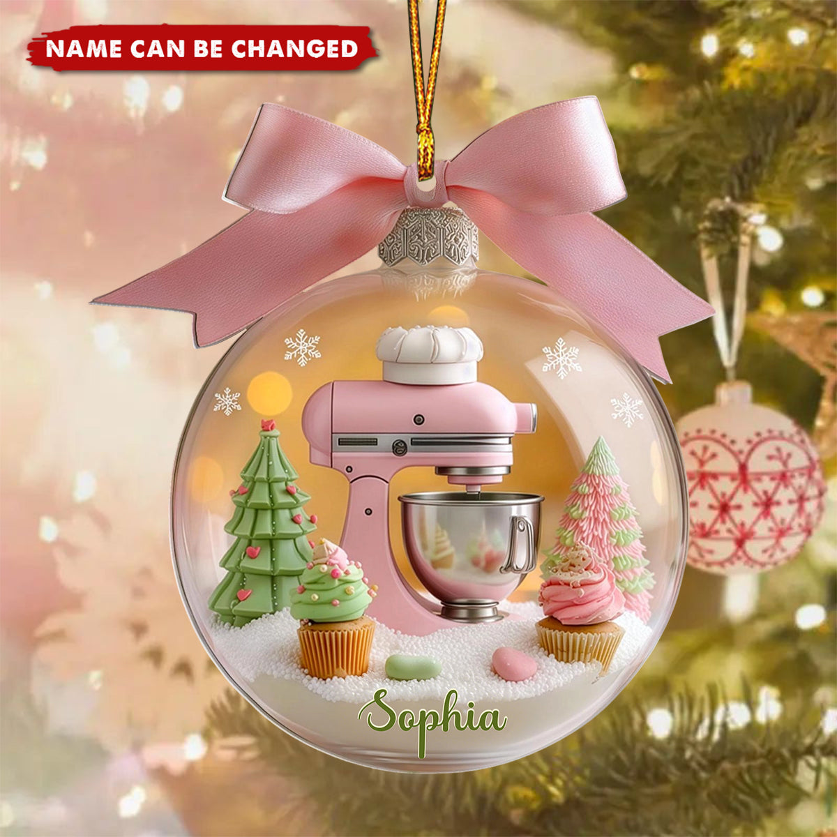 Personalized Baking Mixer Christmas Acrylic Ornament With Name | Kitchen Decoration | Best Gift For Chef Baking Lover