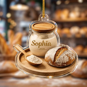 Personalized Sourdough Starter Christmas Ornament With Name & Year - Unique Baking Lover Gift
