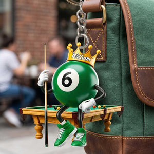 Personalized Billiard Ball Crown Acrylic Keychain | Birthday & Christmas Gift For Billiard Lovers