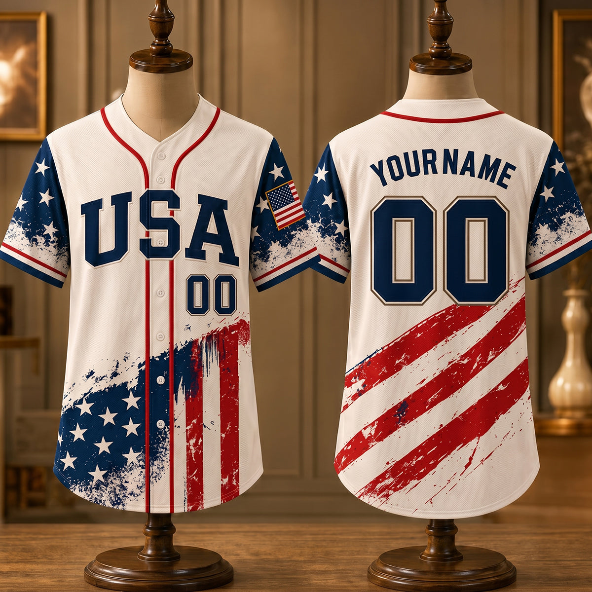 Personalized Baseball Jersey "Lady Liberty America" - 250th Anniversary Decor For Men Women