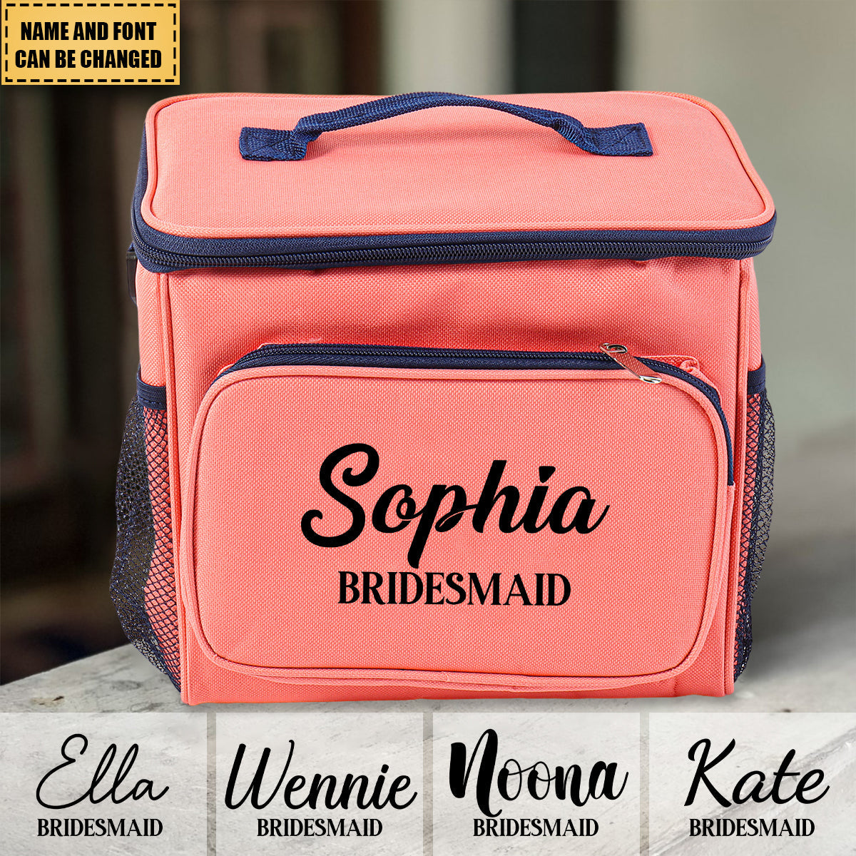 Custom Name Bridesmaid Groomsmen Lunch Cooler Bag, Gift Idea For Wedding