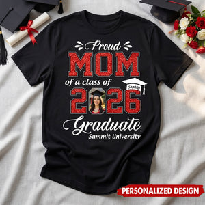 Personalized Proud Family Member Graduation T-Shirt with Photo, Name & School | Exclusive Commemorative Gift for Family