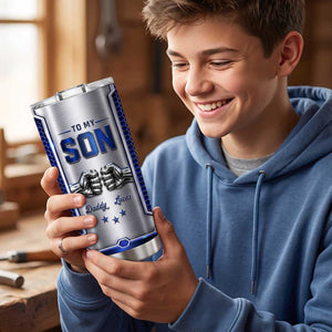 Personalized To My Son Stainless Steel Tumbler | Boxing Gloves Design | Unique Gift From Dad Mom