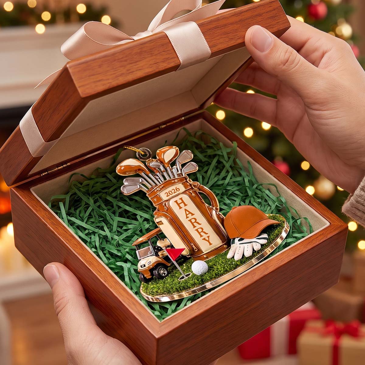 Personalized Golf Bag Christmas Acrylic Ornament | Gift For Golf Lover Golfer