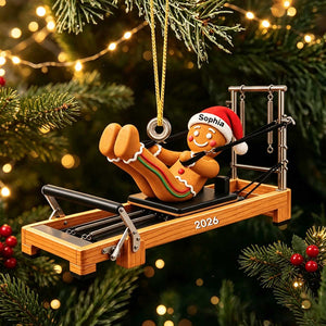Personalized Gingerbread Fitness Acrylic Ornament - Fitness Exercise Christmas Tree Decor