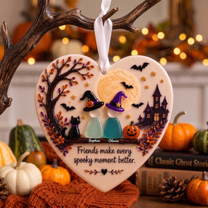 Personalized Halloween Friendship Sea Glass Ceramic Ornament | Fall Holiday Decor For Friend