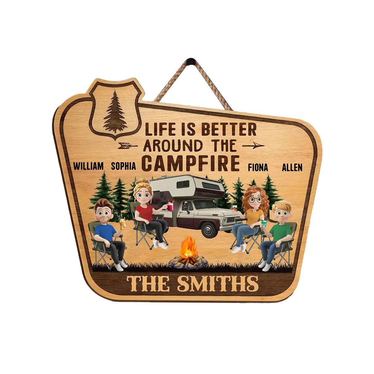 Life Is Better Around the Campfire - Personalized Wooden Sign, Camping Family/Couple Gift, Gift for Campers
