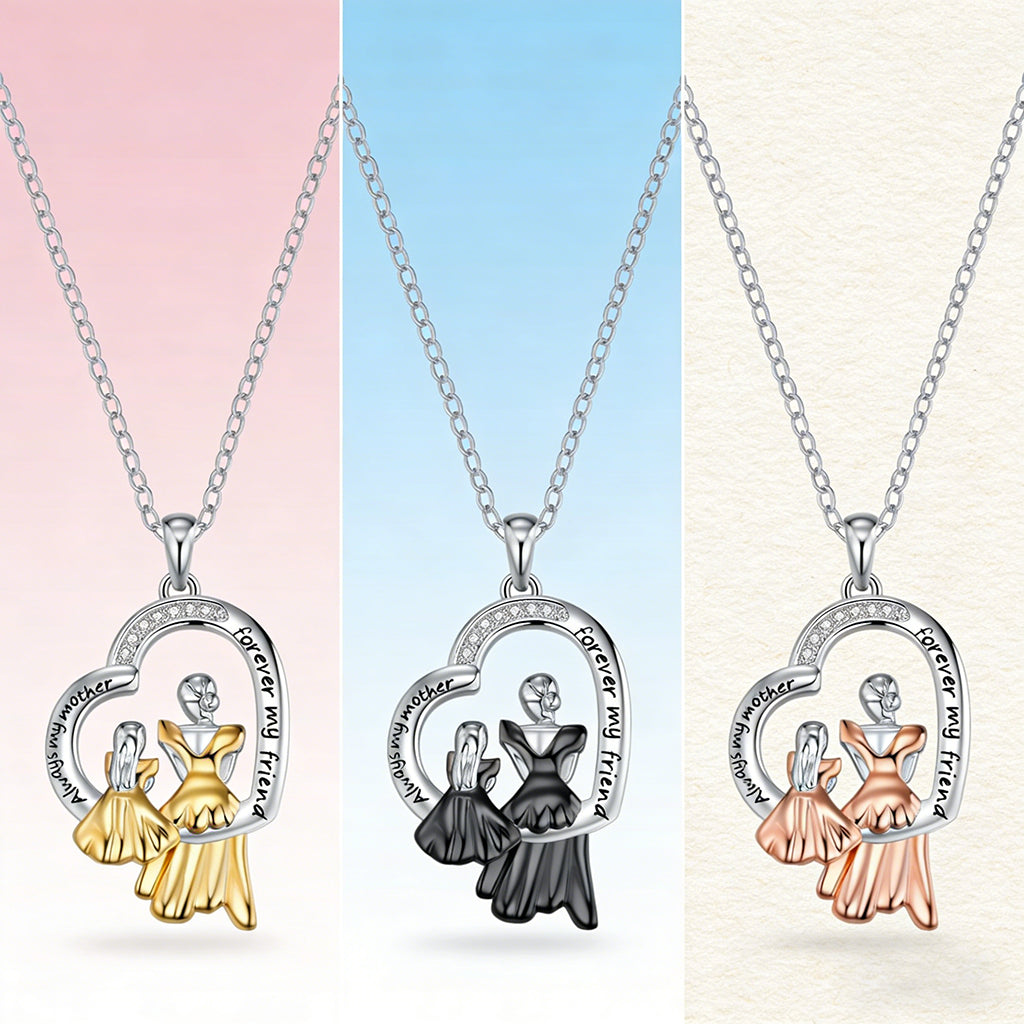 Personalized Mother & Daughter Heart Necklace With Engraved Name - Creative Mother's Day Gift For Mom