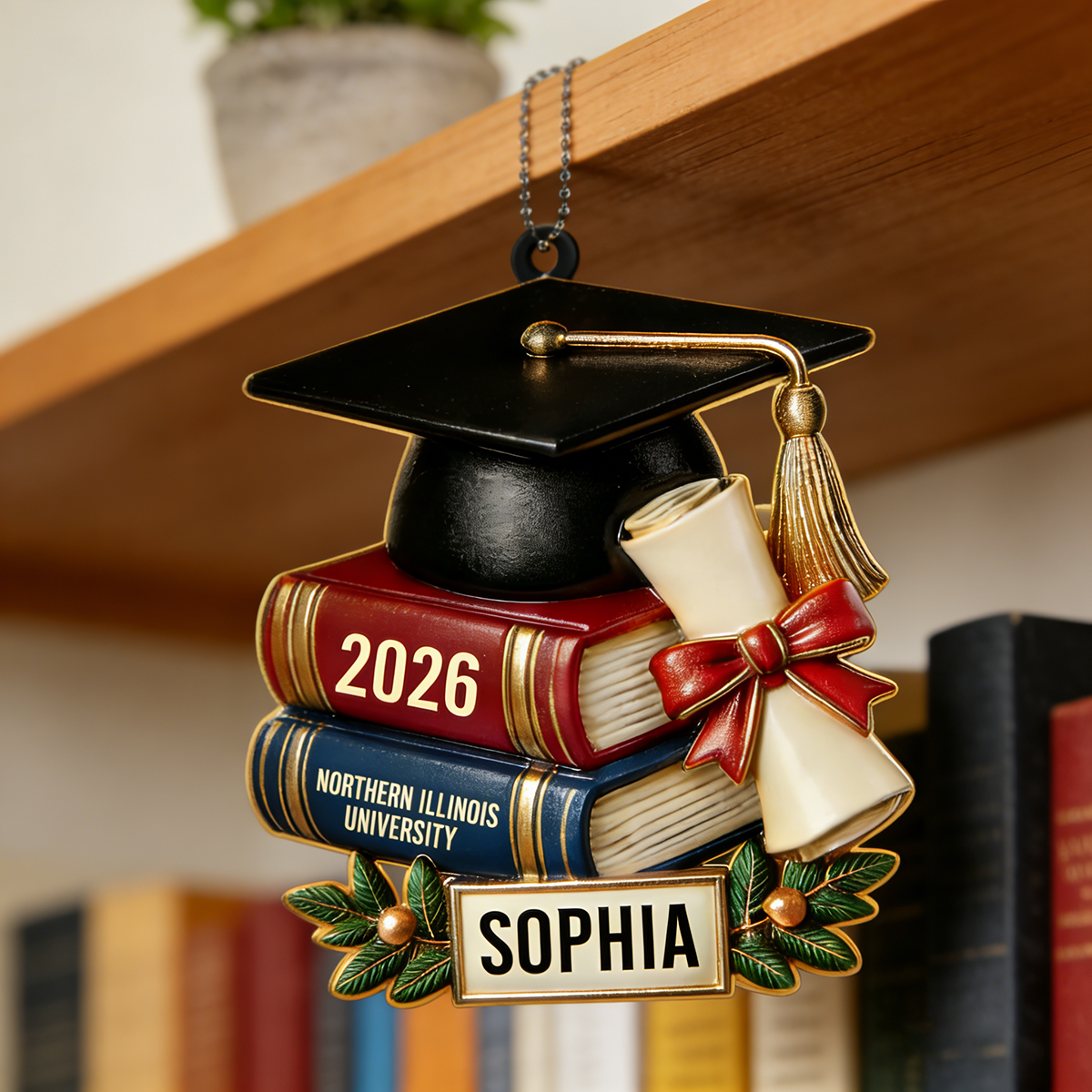 Personalized 2026 Graduation Excellence Wood Car Hanging Ornament With Names & Year | Inspiring Gift For Graduates and Students
