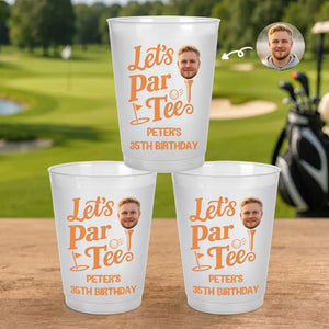 Personalized Photo Golf Birthday Party Cups - Custom Let's Par-Tee Frosted Drinkware Favors