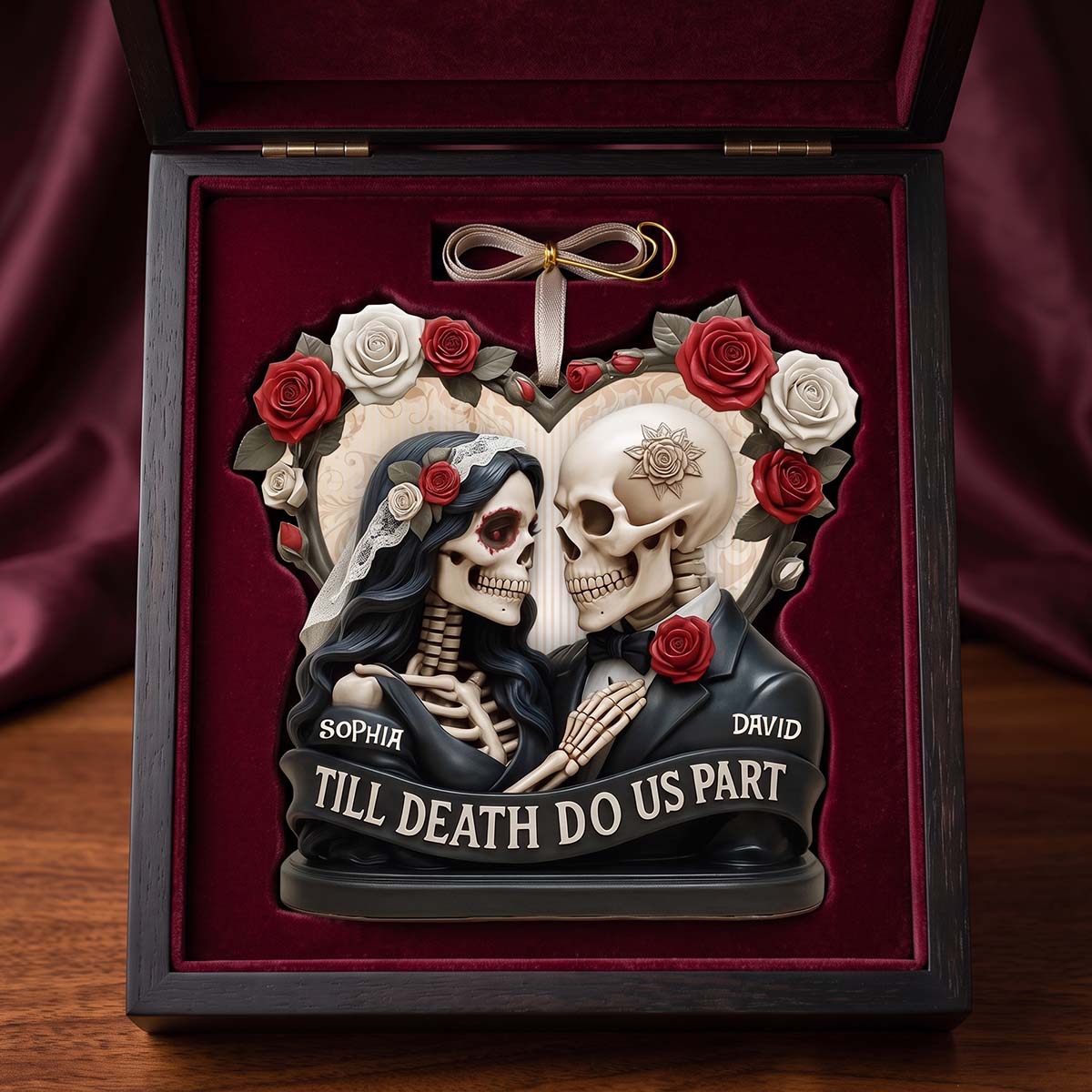 Till Death Do Us Part Skeleton Couple - Personalized Wooden Ornament Gift For Couples