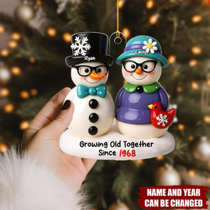 Personalized "Growing Old Together Since" Snowman Ornament - Customized name & year, A Romantic Testimony For couples And Lover