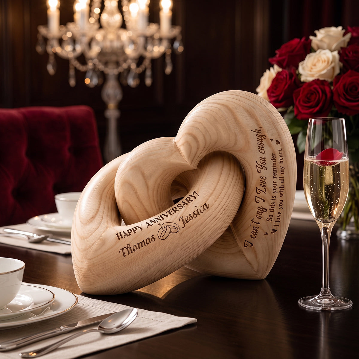 Personalized Engraved Infinity Heart Sculpture | Unique Wedding Anniversary Gift For Couples