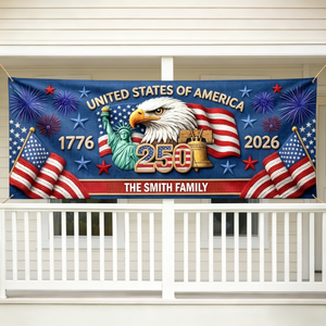 Personalized America 250th Anniversary Outdoor Banner With Family Name | Commemorative Gift