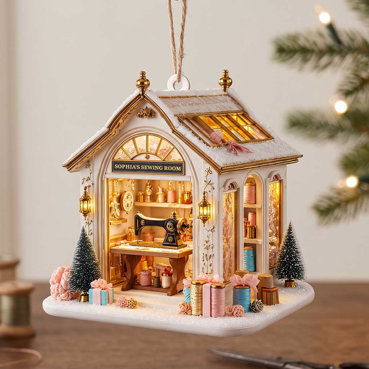 Personalized "My Sewing Room" Acrylic Ornament - Christmas Sewing Machine Gift For Quilters Seamstress