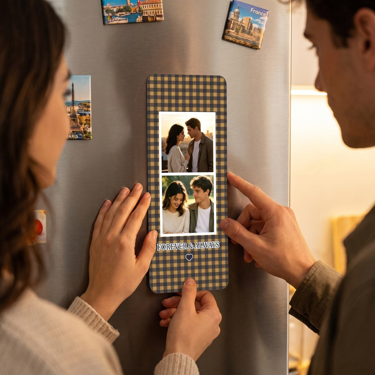 Personalized Acrylic Magnet With Affectionate Couple Photo Booth Strip - Romantic Gift For Partner