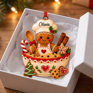 Personalized Gingerbread Chef Acrylic Ornament - Baking Spirits Bright Christmas Gift